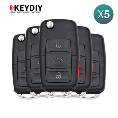 KeyDiy KD Télécommande Universelle Série B Type Volkswagen Avec 4Boutons B01-3+1 5 pièces Lot