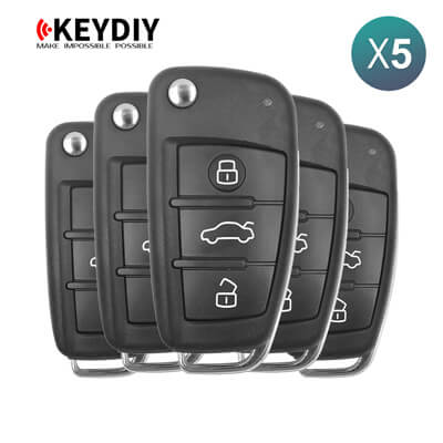 KeyDiy KD Télécommande Universelle Série B Type Audi Avec 3Boutons B02 5 pièces Lot