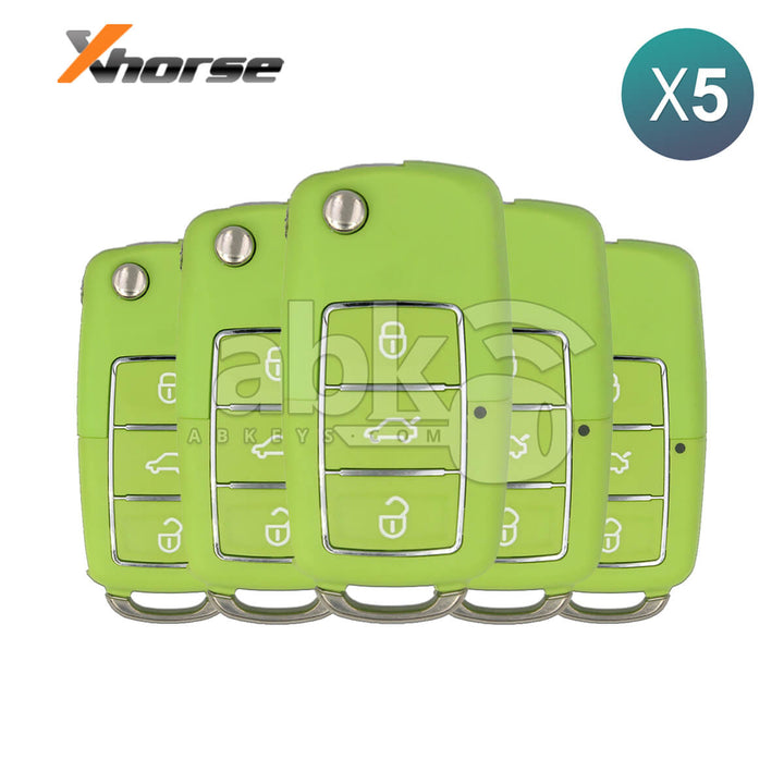 Xhorse VVDI Key Tool Volkswagen Style Wired Flip Remote 3Buttons Green XKB504EN 5Pcs Bundle