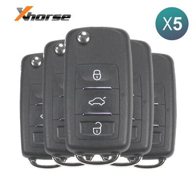 Xhorse VVDI Key Tool Style Volkswagen Télécommande Pliable Filaire, 3Boutons XKB510EN 5 pièces Lot