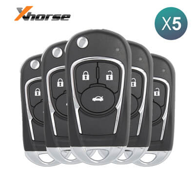 Xhorse VVDI Key Tool Télécommande Pliable Filaire Style Buick, 3Boutons XKBU03EN 5 pièces Lot