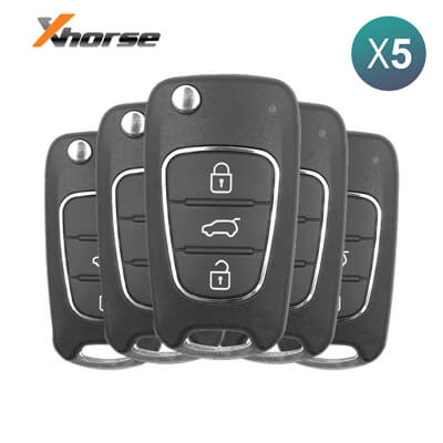 Xhorse VVDI Key Tool Hyundai Kia Style Télécommande Filaire, 3Boutons XKHY02EN 5 pièces Lot