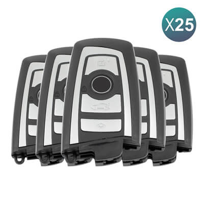 Funda de Llave Inteligente BMW Serie F 2009+ 4Botones Cromo 25 Uds Lote