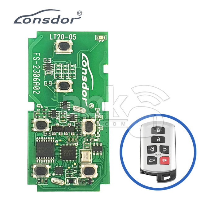 Lonsdor LT20-05 Smart Key PCB 8A+4D For Toyota Sienna Adjustable Frequency 6Buttons -