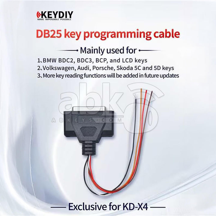 KeyDiy DB25 Programming Cable for KD-X4 to Read VAG 5C 5D BMW Encrypted BDC2 BDC3 BCP LCD Key Data DB25