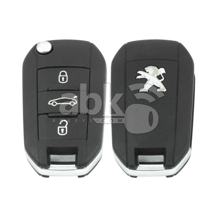 Peugeot 508 301 2013+ Flip Remote 3Buttons 6490RL 6490RN 433MHz 5FA010 - ABK-4115-LG - ABKEYS.COM