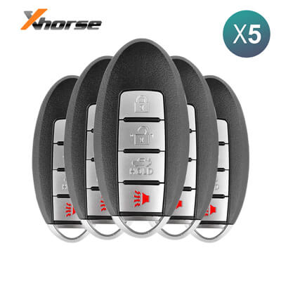Xhorse Llave Inteligente Universal XSNIS2EN Estilo Nissan 4Botones 5 Uds Lote
