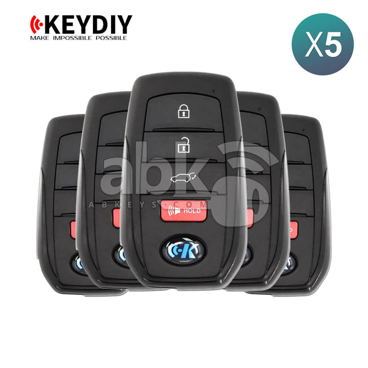 KeyDiy TB01-4 Toyota Universal Smart Key 4Buttons With 8A Transponder 5Pcs Bundle -