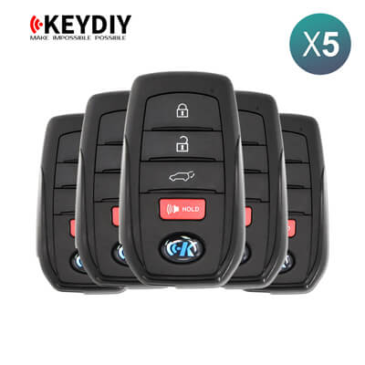 KeyDiy TB01-4 Toyota Universal Smart Key 4Buttons With 8A Transponder 5Pcs Bundle -