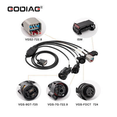 Кабель ISM Коробка Передач GODIAG Набор 5 в 1 для Mercedes Benz VGS-FDCT 724/ VGS2-722.8/ VGS-7Gtronic-722.9/ VGS-9GT-725/ Модули ISM