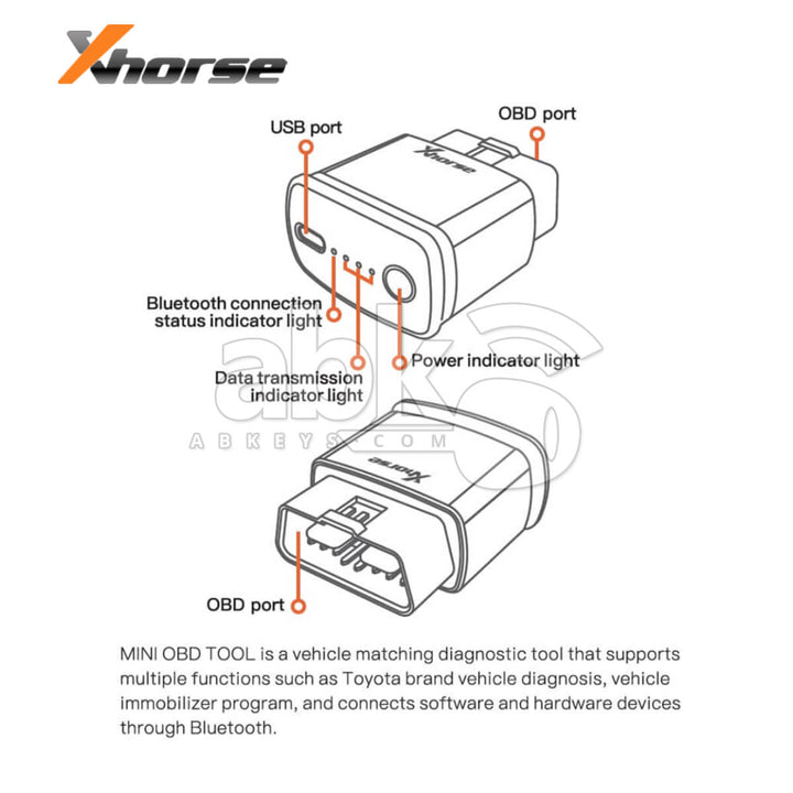 Xhorse FT-OBD Tool for Toyota Key Programming Up to 2023 XDMOT0GL - ABK-5172 - ABKEYS.COM