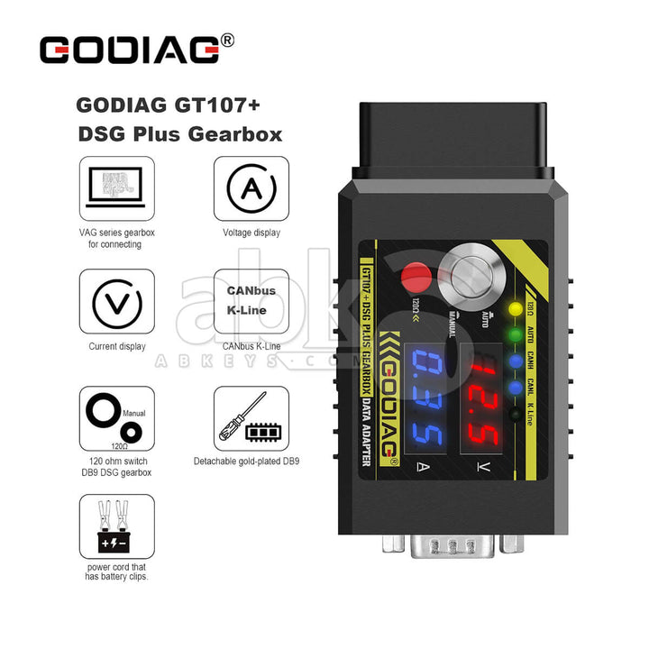 GODIAG GT107 + DSG Plus Gearbox Data Adapter with Voltage Display For DQ250 DQ200 VL381 VL300 DQ500