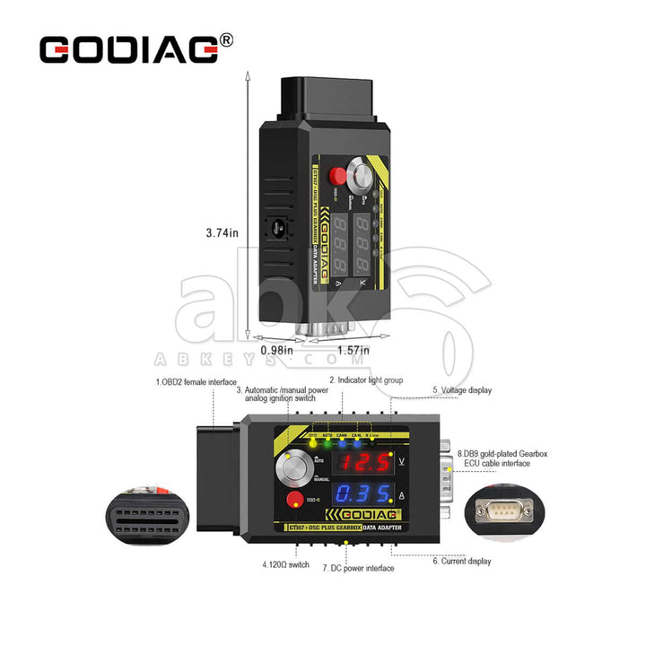 GODIAG GT107 + DSG Plus Gearbox Data Adapter with Voltage Display For DQ250 DQ200 VL381 VL300 DQ500