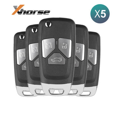 Xhorse VVDI Key Tool Audi Télécommande Pliable Filaire, 3Boutons XKAU01EN 5 pièces Lot
