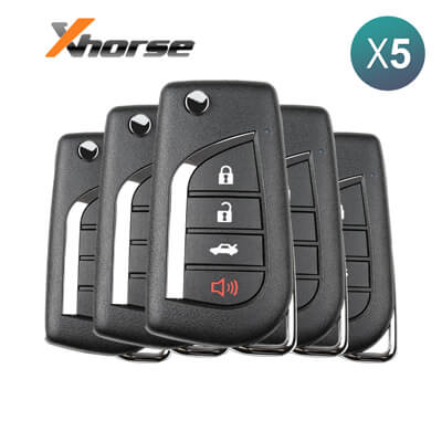 Xhorse VVDI Key Tool Style Toyota Télécommande Pliable Filaire, 4Boutons XKTO10EN 5 pièces Lot