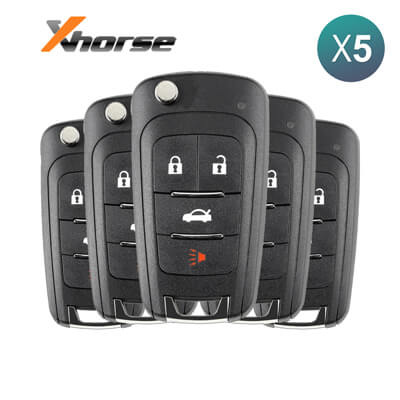 Xhorse VVDI Key Tool GM Style Wireless Flip Remote, 4Buttons XNBU01EN 5Pcs Bundle