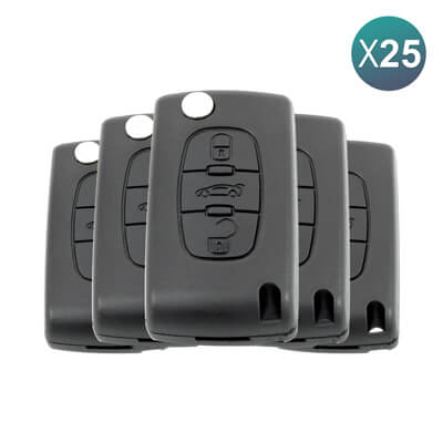Funda Control Remoto Peugeot 2003-2013 Plegable, 3Botones Con Soporte de Batería, CE0536, HU83 25 Uds Lote