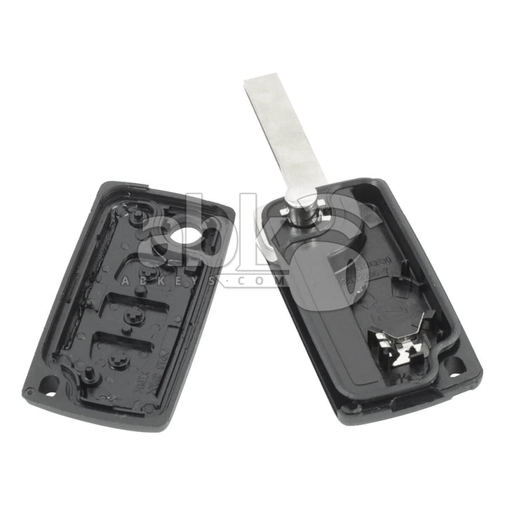 Peugeot 2003+ Flip Remote Cover 3Buttons With Battery Holder CE0536 HU83 - ABK-1145 - ABKEYS.COM
