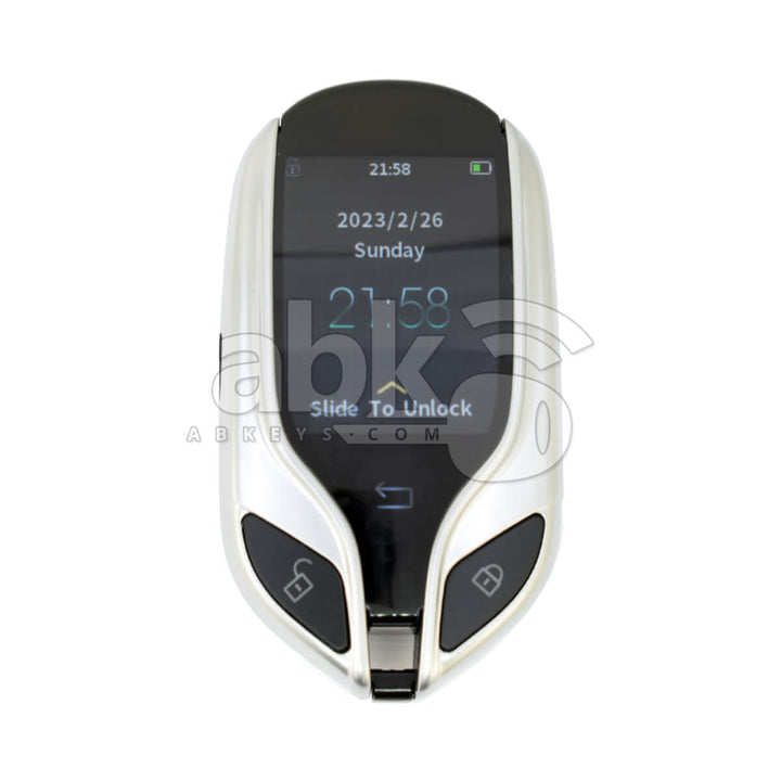 LCD Universal Smart Key with PKE Antenna For All Brands Maserati Style Silver Color -