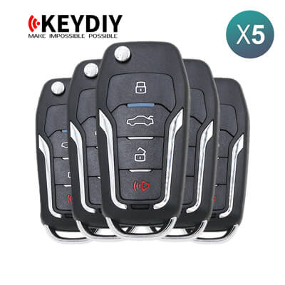 KeyDiy KD Llave Inteligente Universal Serie ZB Tipo Ford Con 4Botones ZB12-4 5 Uds Lote