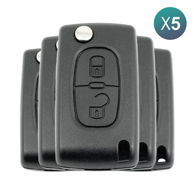 Peugeot 207, 307 2005+ FSK Télécommande Pliable, 2Boutons, 433MHz, CE0536, VA2 5 pièces Lot