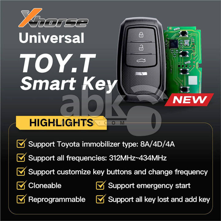 Xhorse Toyota XM38 Smart Key 4Buttons Support 4D 8A 4A All in One With Key Shell XSTO01EN - ABK-5010
