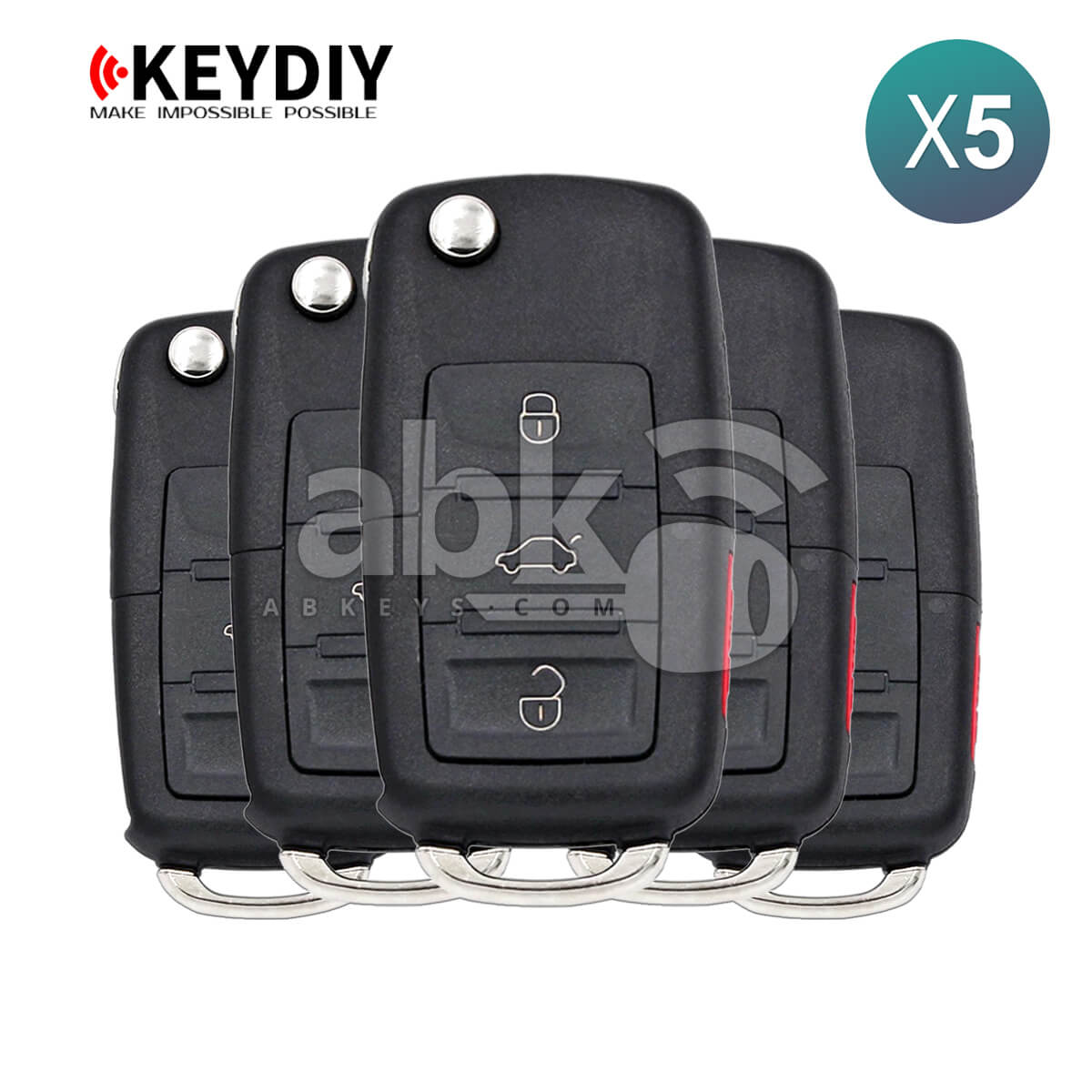 KeyDiy KD Universal Remote B Series Volkswagen Type With 4Buttons B01-3+1 5Pcs Bundle