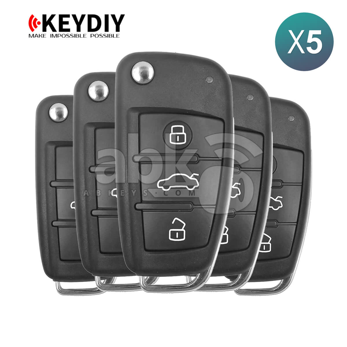 KeyDiy KD Universal Remote B Series Audi Type With 3Buttons B02 5Pcs Bundle - ABK-1010-B02-OFF5