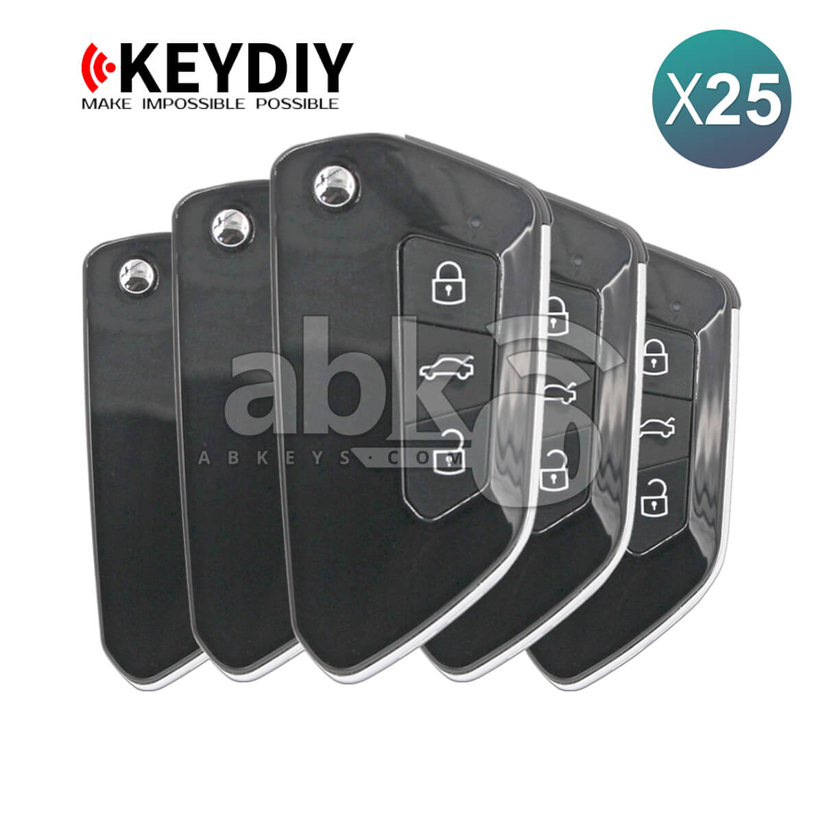 KeyDiy KD Universal Remote B Series Golf8 Type With 3Buttons B33 25Pcs Bundle - ABK-1010-B33-OFF25