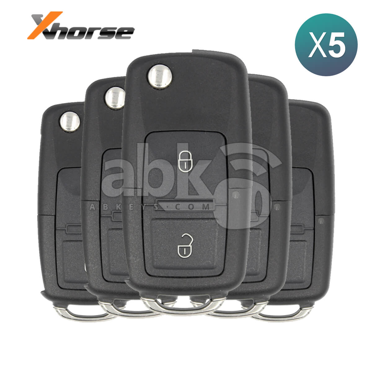 Xhorse VVDI Key Tool Volkswagen Style Wired Flip Remote 2Buttons XKB508EN 5Pcs Bundle - ABK - 1015