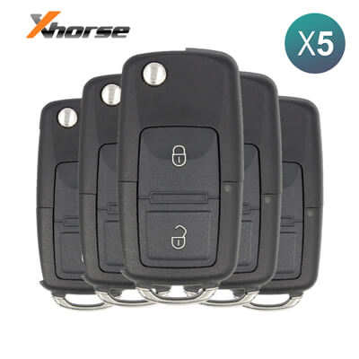 Xhorse VVDI Key Tool Télécommande Pliable Filaire Style Volkswagen, 2Boutons XKB508EN 5 pièces Lot