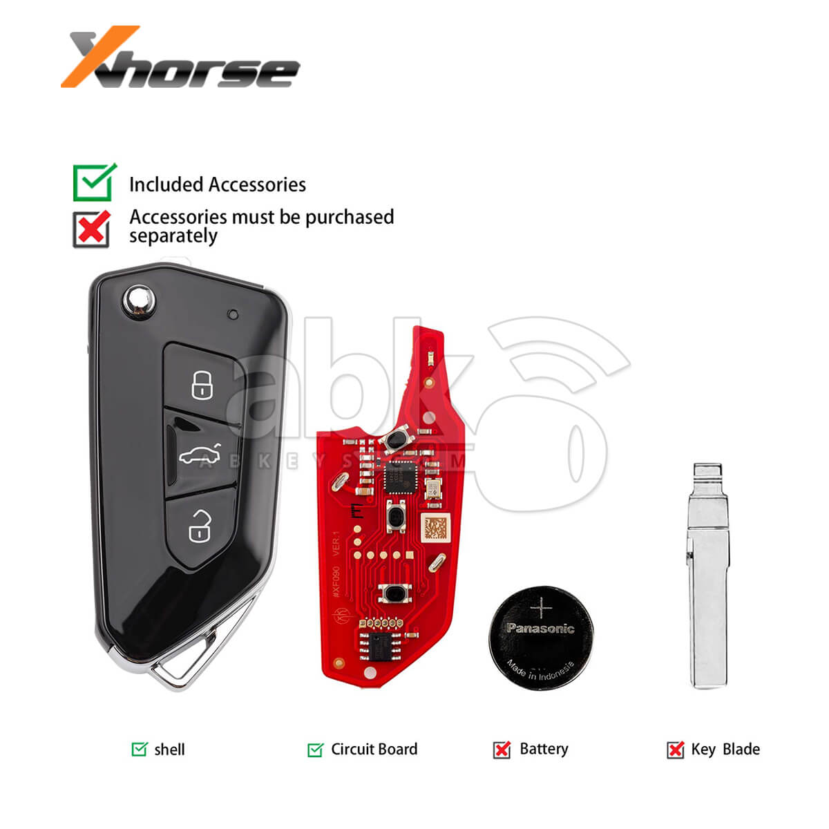 Xhorse VVDI Key Tool Volkswagen Style Wired Flip Remote 3Buttons XKGA83EN   ABK 1015 XKGA83EN