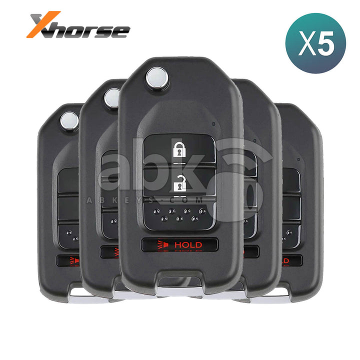 Xhorse VVDI Key Tool Honda Style Wired Flip Remote 3Buttons XKHO02EN 5Pcs Bundle - ABK - 1015