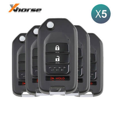 Xhorse VVDI Key Tool Honda Style Wired Flip Remote 3Buttons XKHO02EN 5Pcs Bundle - ABK - 1015
