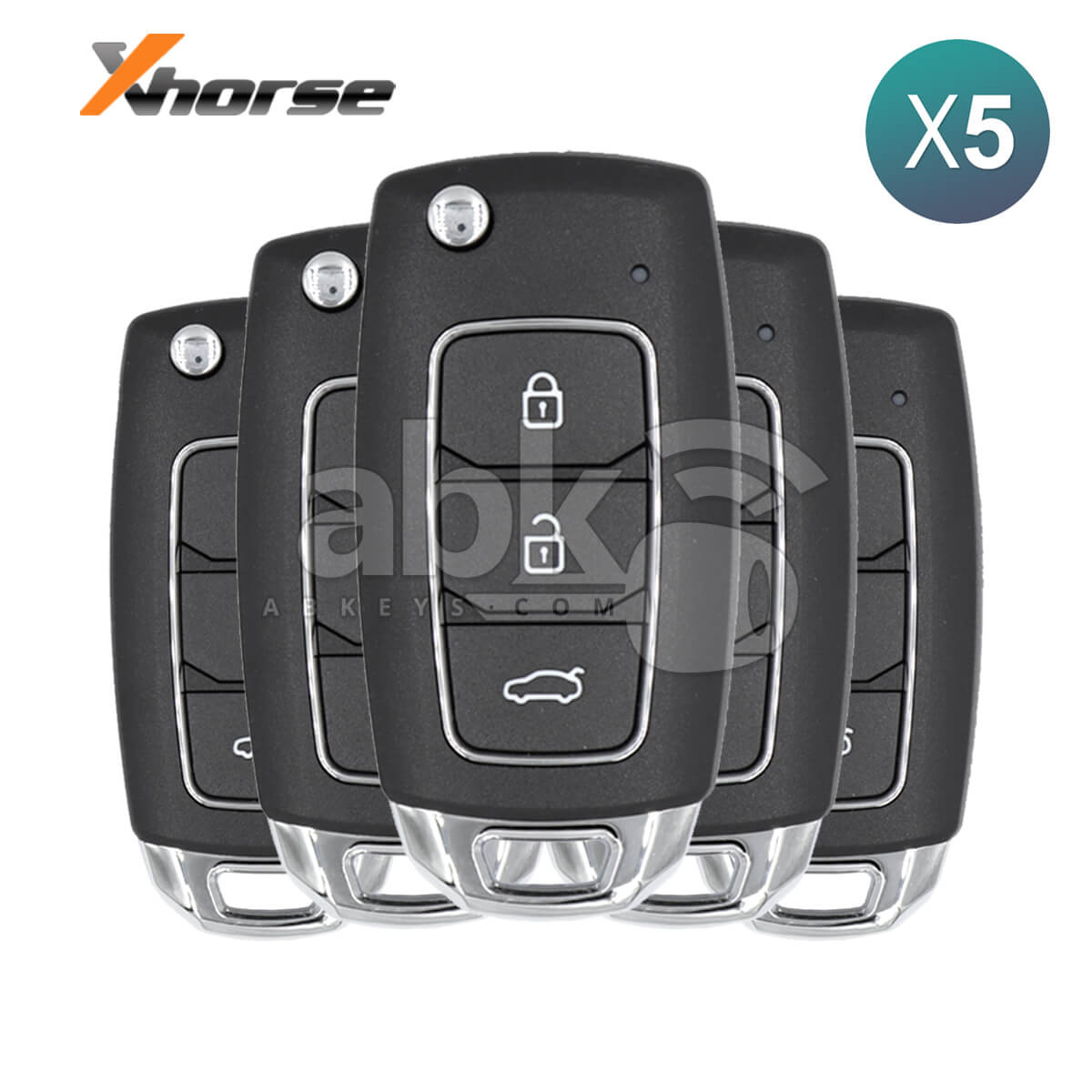 Xhorse VVDI Key Tool Hyundai Style Wired Flip Remote 3Buttons XKHY05EN 5Pcs Bundle - ABK - 1015