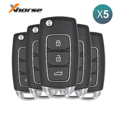 Xhorse VVDI Key Tool Hyundai Style Wired Flip Remote 3Buttons XKHY05EN 5Pcs Bundle - ABK - 1015