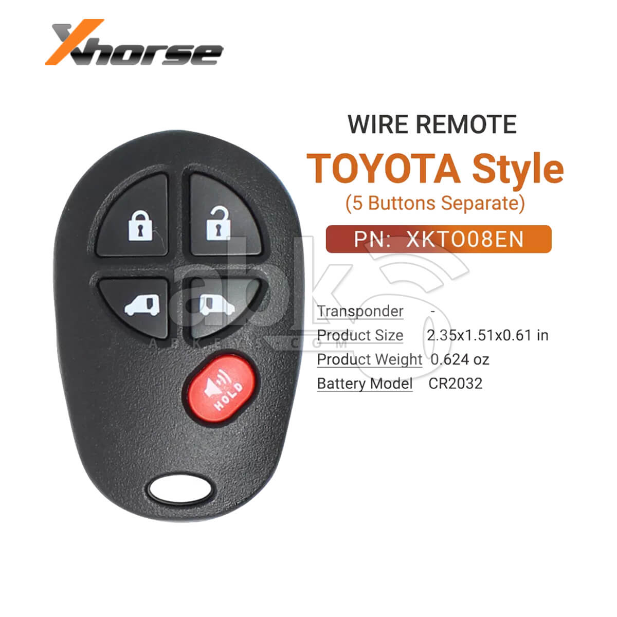 Xhorse VVDI Key Tool Toyota Style Wired Remote Control 5Buttons XKTO08EN - ABK-1015-XKTO08EN