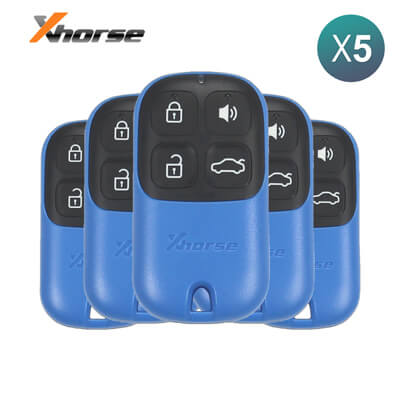 Xhorse VVDI Key Tool Télécommande Filaire, 4Boutons Bleu XKXH01EN 5 pièces Lot