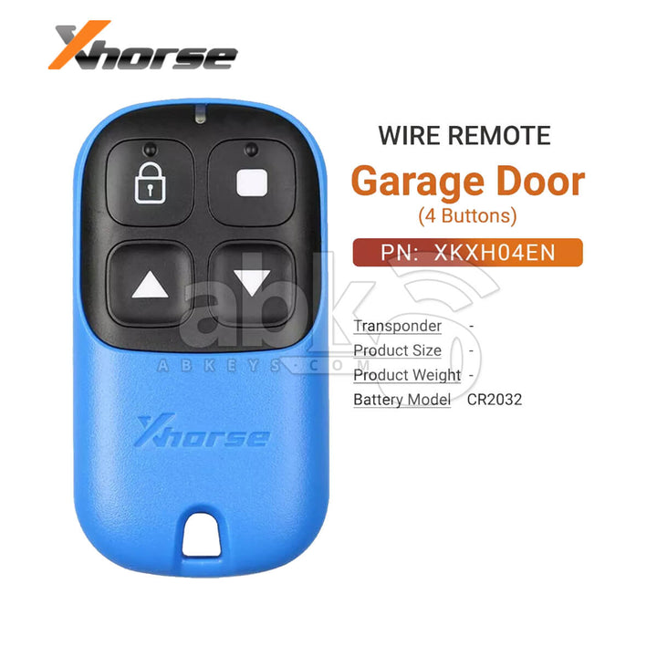 Xhorse VVDI Key Tool Blue Wired Remote Control 4Buttons XKXH04EN - ABK-1015-XKXH04EN - ABKEYS.COM