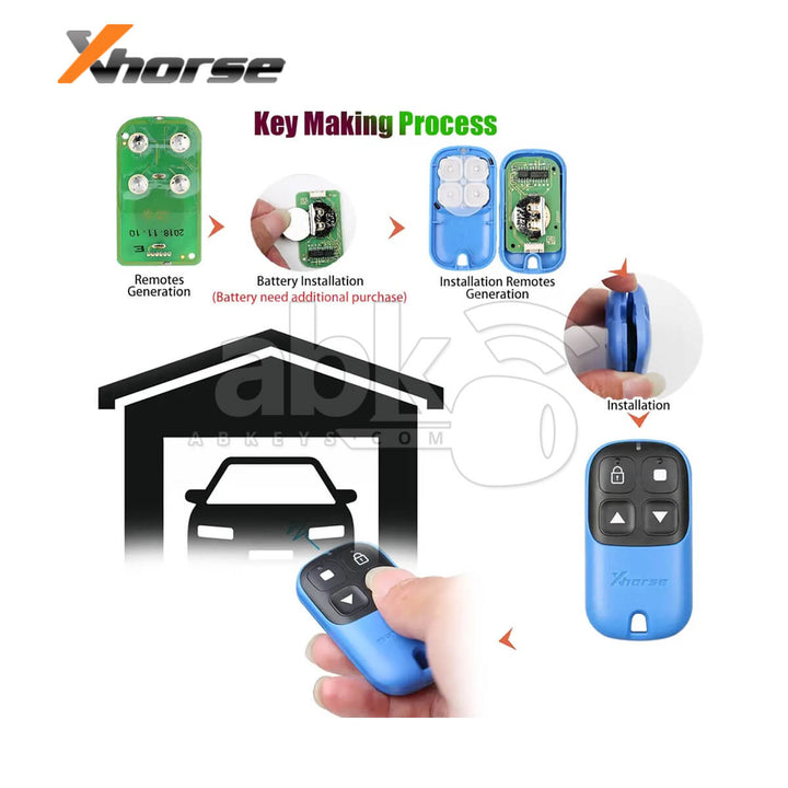 Xhorse VVDI Key Tool Blue Wired Remote Control 4Buttons XKXH04EN - ABK-1015-XKXH04EN - ABKEYS.COM