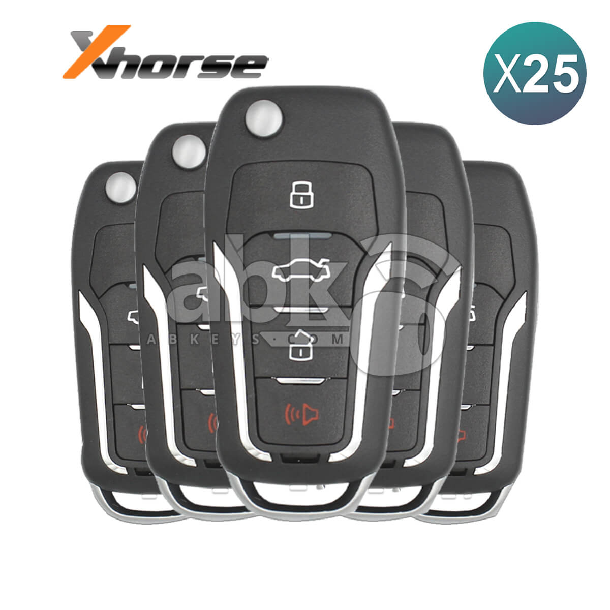 Xhorse VVDI Key Tool Ford Style Wireless Flip Remote 4Buttons XNFO01EN 25Pcs Bundle -
