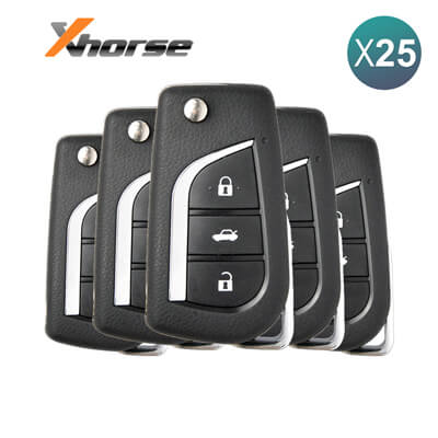 Xhorse VVDI Key Tool Télécommande Toyota Style Sans Fil Pliable, 3Boutons XNTO00EN 25 pièces Lot