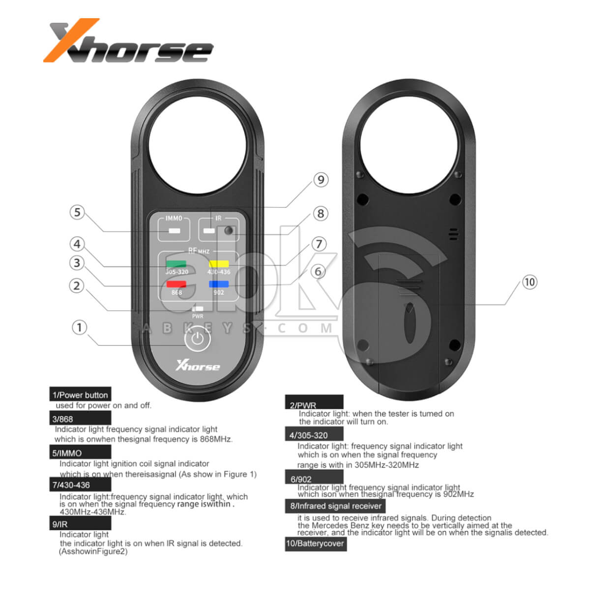 Xhorse XDRT20 Remote Frequency Tester V2 Support 315Mhz 433Mhz 868Mhz 902Mhz XDRT20GL - ABK-1122 -
