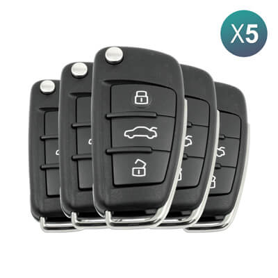 Audi TT A1 A3 Q3 2005 + Flip Remote 3Buttons 8P0 837 220 D 8P0837220D 433MHz HU66 5Pcs Bundle - ABK