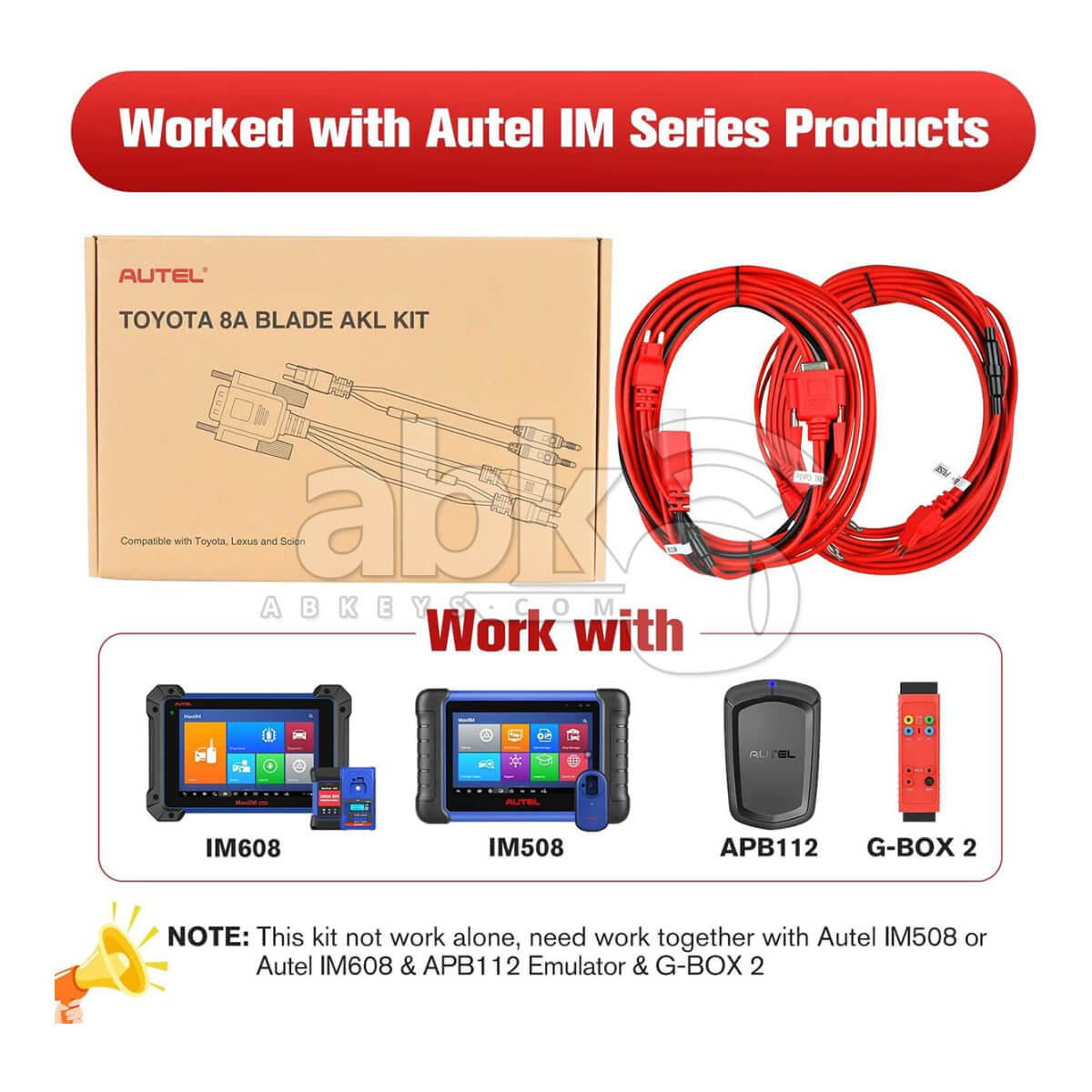 Autel Toyota 8A Cable For Toyota All Keys Lost AKL Kit - ABK-1388 - ABKEYS.COM