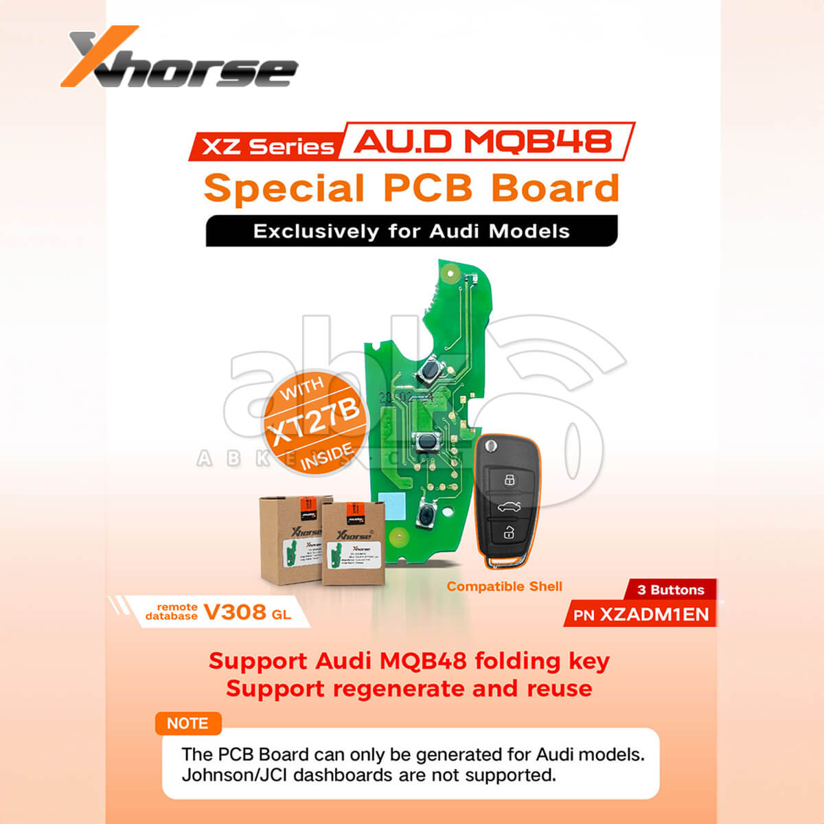 Xhorse XZADM1EN Remote With XT27B Chip For Audi MQB48 Models |ABKEYS