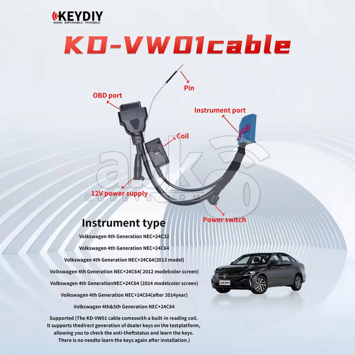 KeyDiy KD-VW01 Cable for VAG IMMO4 4th & 4.5th Generation NEC24C32 / NEC24C64 Cluster Dashboard KD-VW01
