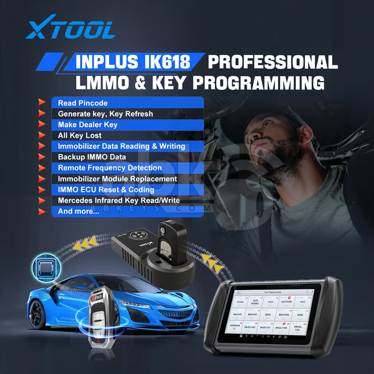 XTool InPlus IK618E Automotive Key Programmer & Diagnostic Tool   ABK 1826   ABKEYS