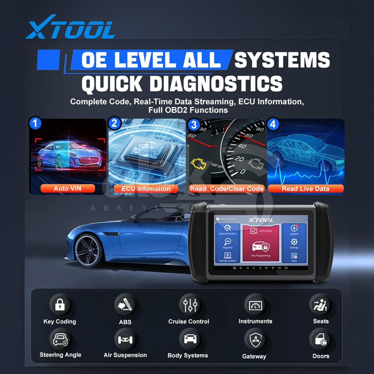 XTool InPlus IK618E Automotive Key Programmer & Diagnostic Tool   ABK 1826   ABKEYS