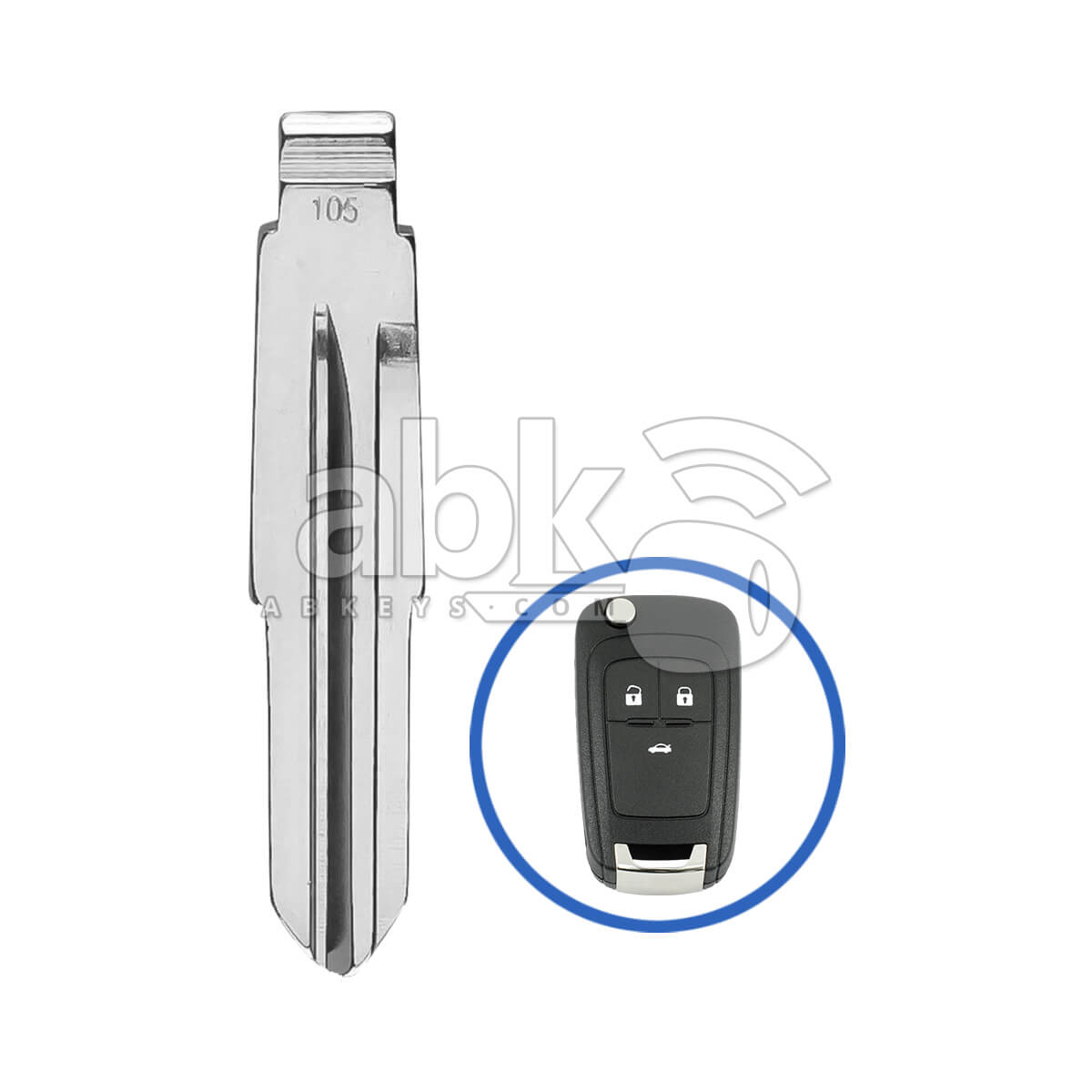 Chevrolet 2010 + Flip Remote Key Blade DWO5 - ABK-24 - ABKEYS.COM